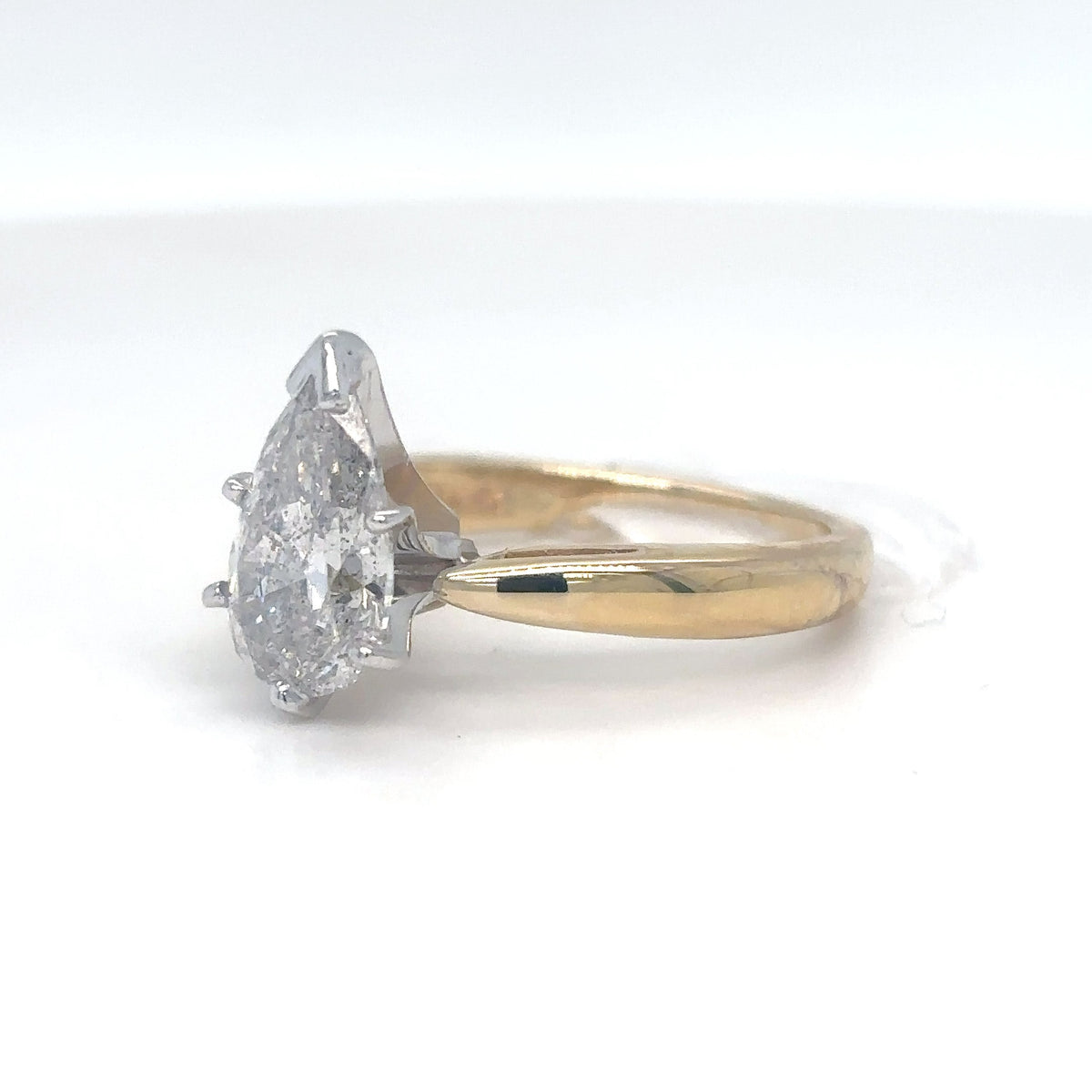 2.21CT PEAR BRILLIANT DIAMOND SOLITAIRE ENGAGEMENT RING I2/G 4.9G