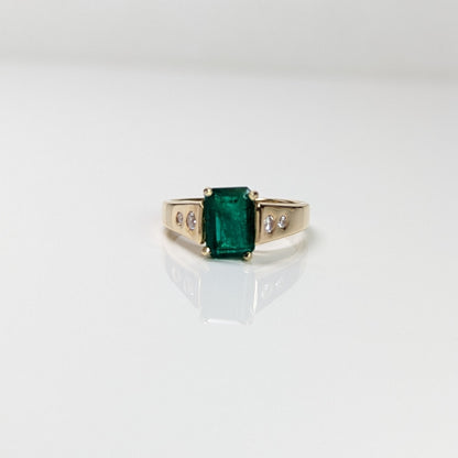 14KY 1.41CT EMERALD-DIAMOND RING "A"- SI/H-I