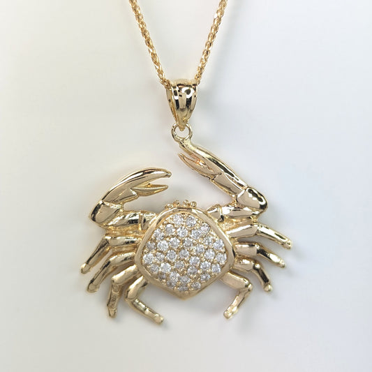 14KY .50CTW PAVE DIAMOND CRAB PENDANT VS/F-G 6.2G
