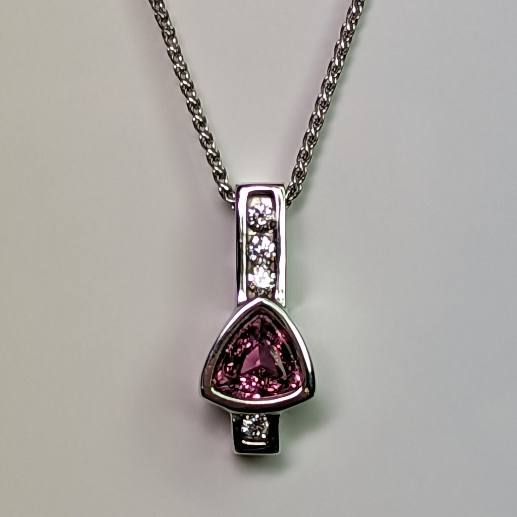 14KW 0.96CTW PINK SAPPHIRE-DIAMOND PENDANT "AA" SI1/G-H