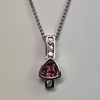 14KW 0.96CTW PINK SAPPHIRE-DIAMOND PENDANT "AA" SI1/G-H