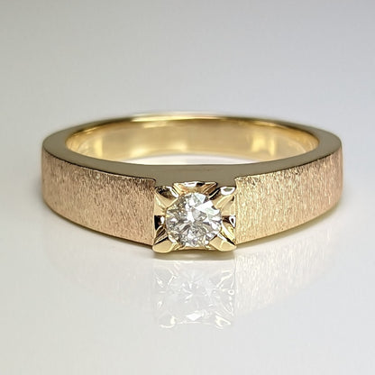 14KY 0.25CT DIAMOND SOLITAIRE RING SI2-H 6.4G
