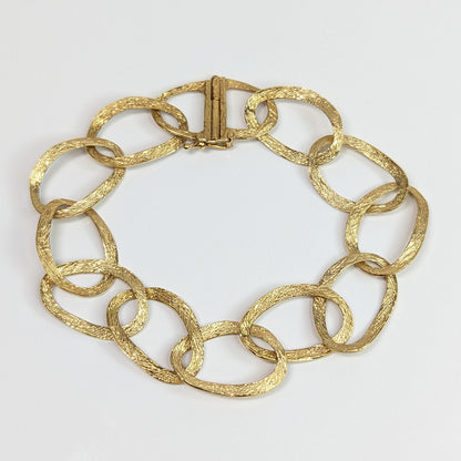 14KY 8" 15MM TEXTURED OVAL LINK BRACELET 9.9G