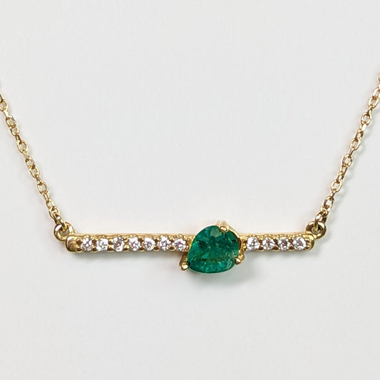 14KY 0.51CTW EMERALD-DIAMOND BAR PENDANT-Fine Jewelry in Bradenton &amp; Lakewood Ranch, Fl. | Michael &amp; Co. Jewelers