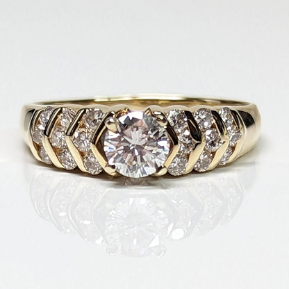 14KY 0.90CTW ROUND DIAMOND ENGAGEMENT RING SI2-I1/G-I 3.3G