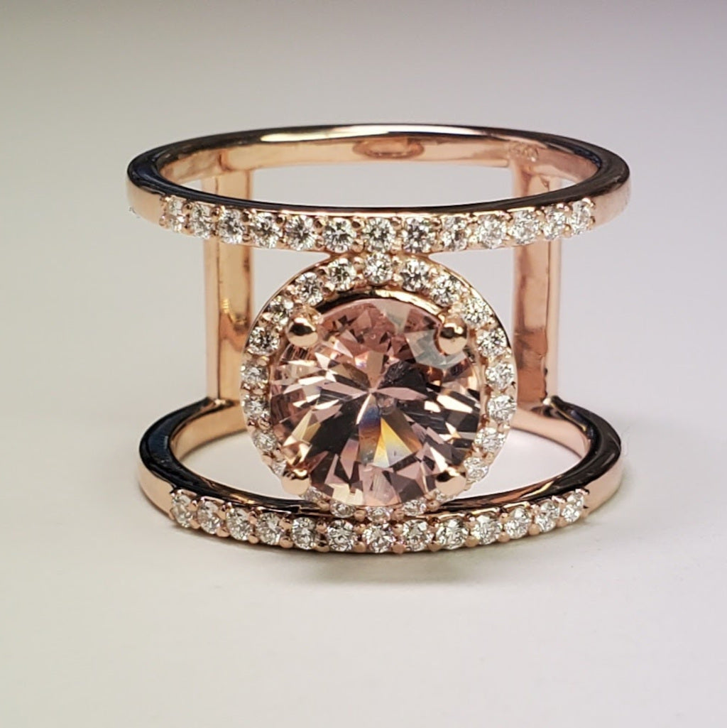 14KR 1.95CTW MORGANITE-DIAMOND RING VS/F-G