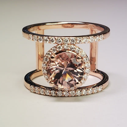 14KR 1.95CTW MORGANITE-DIAMOND RING VS/F-G