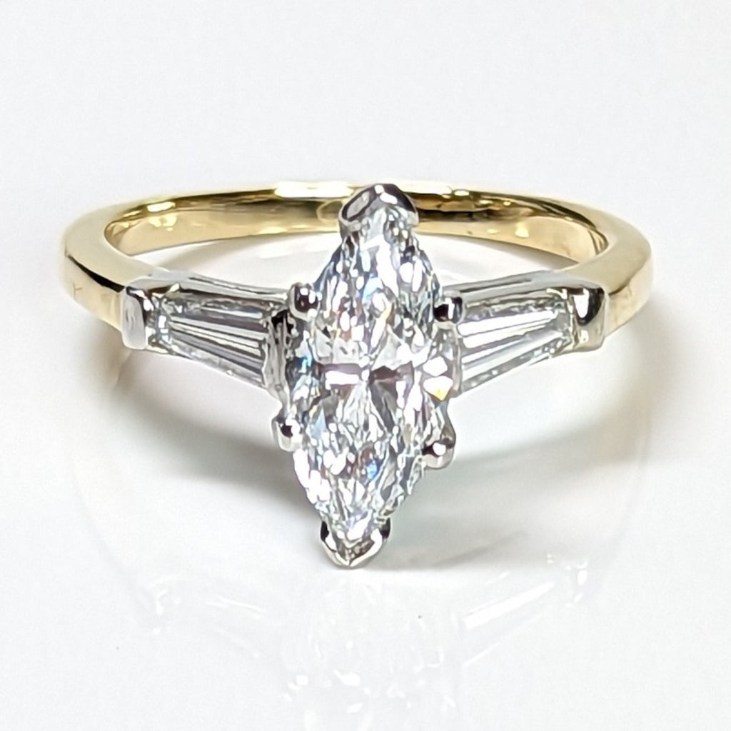 14KTT 1.48CTW MARQUISE-BAGUETTE DIAMOND ENGAGEMENT RING