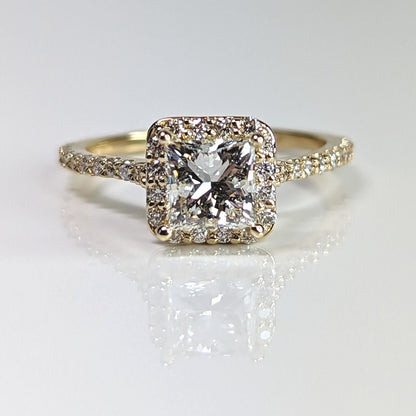 14KY 1.51CTW PRINCESS CUT DIAMOND HALO RING