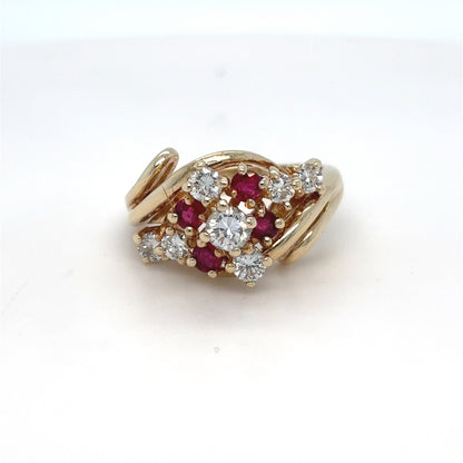 14KY 1.00CTW RUBY-DIAMOND COCKTAIL RING "AAA" VS2-SI1/G-H