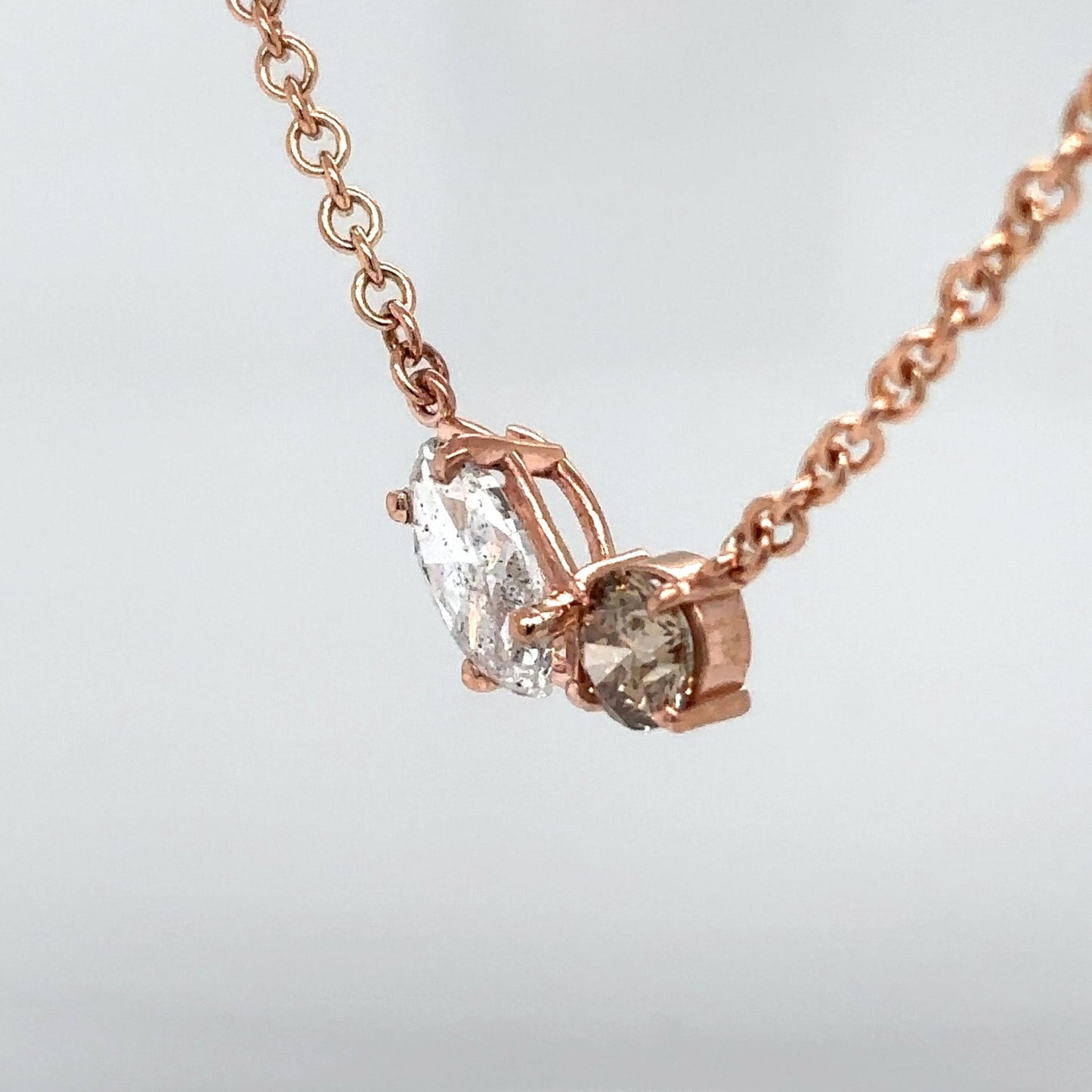 14KR 16" 1.43CTW CHOCOLATE-WHITE DIAMOND NECKLACE