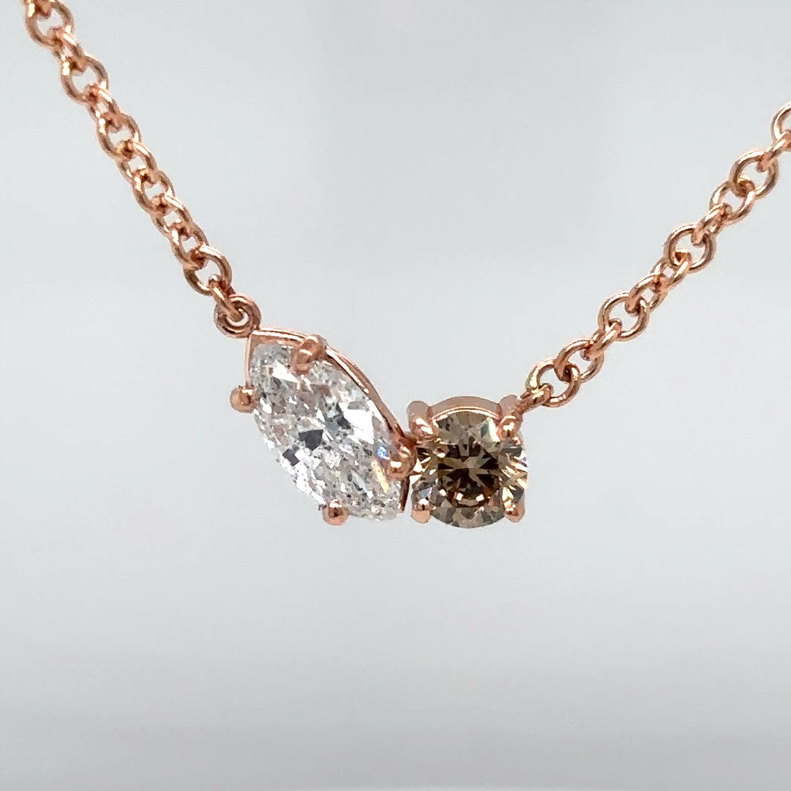 14KR 16" 1.43CTW CHOCOLATE-WHITE DIAMOND NECKLACE