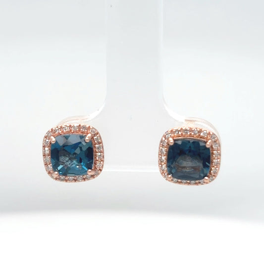 10KR 6MM LONDON BLUE TOPAZ-0.20CTW DIAMOND EARRINGS "AAA" SI/H-I 2.4G-Fine Jewelry in Bradenton &amp; Lakewood Ranch, Fl. | Michael &amp; Co. Jewelers