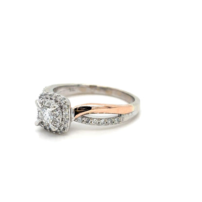 10KTT 0.50CTW ROUND DIAMOND HALO ENGAGEMENT RING I1/H-I 3.9G