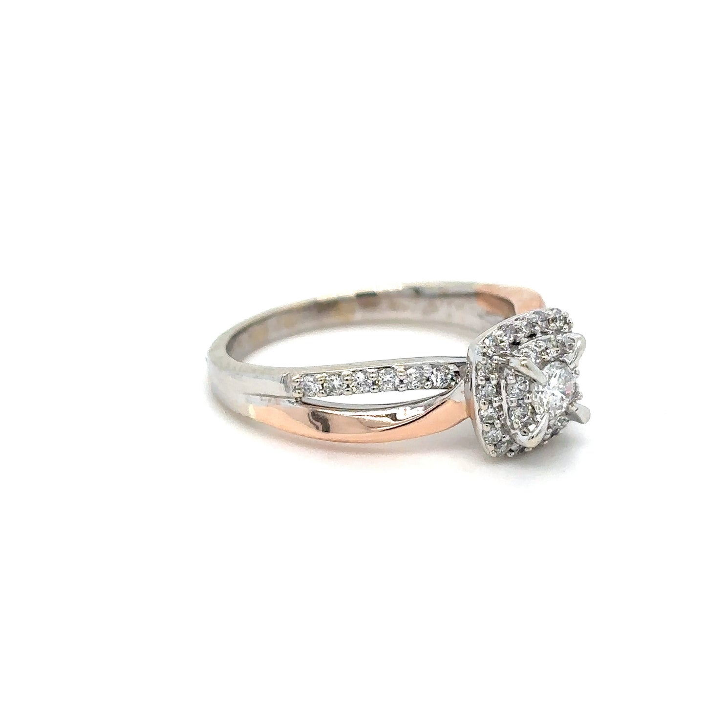 10KTT 0.50CTW ROUND DIAMOND HALO ENGAGEMENT RING I1/H-I 3.9G