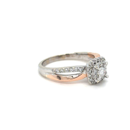 10KTT 0.50CTW ROUND DIAMOND HALO ENGAGEMENT RING I1/H-I 3.9G
