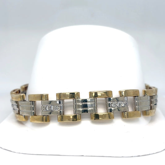 10KTT 8.25" 0.42CTW DIAMOND FASHION LINK BRACELET SI2-I1/H-I 28.3G-Fine Jewelry in Bradenton &amp; Lakewood Ranch, Fl. | Michael &amp; Co. Jewelers