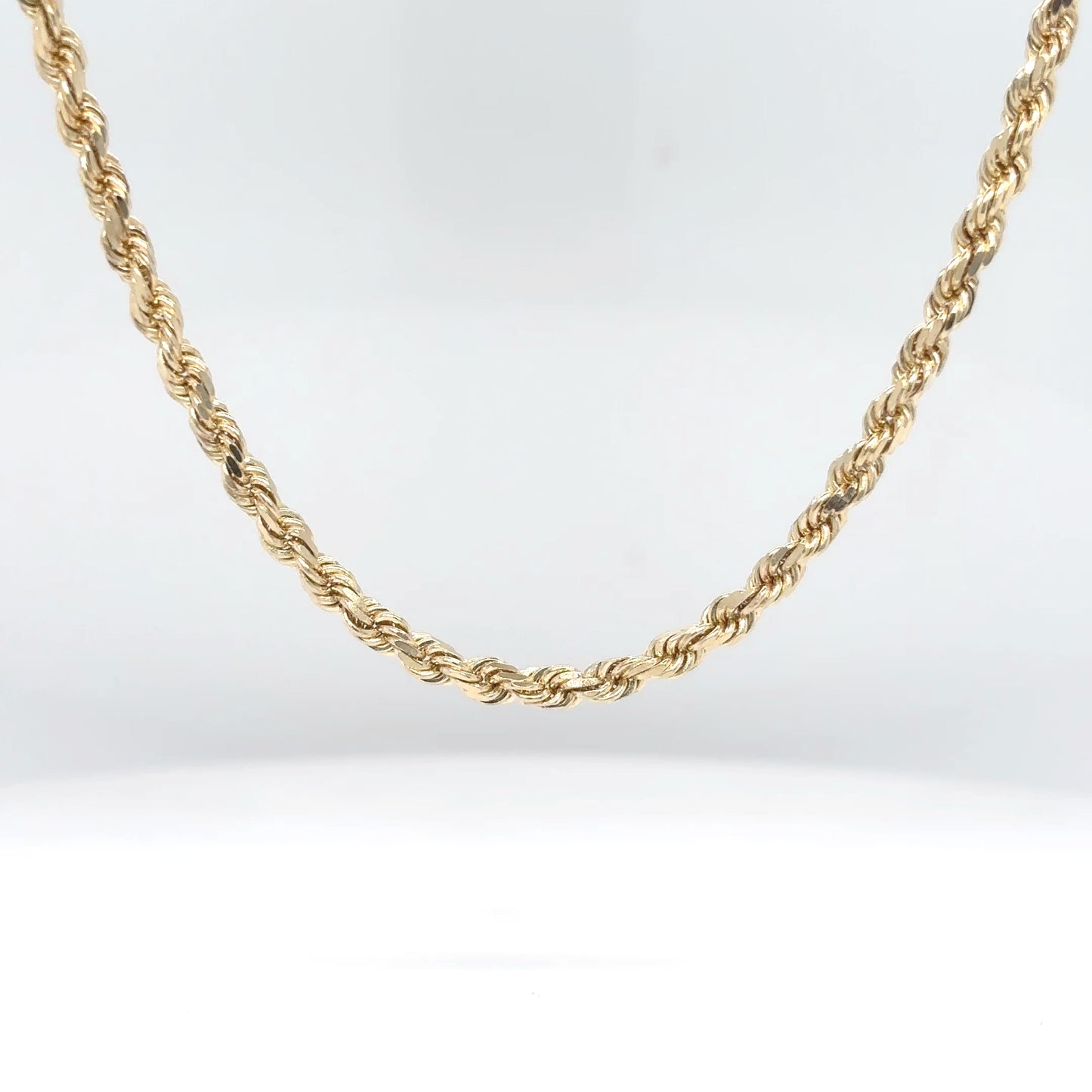 10KY 30" 3.0MM SOLID DIAMOND CUT ROPE CHAIN 17.9G