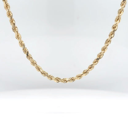 10KY 30" 3.0MM SOLID DIAMOND CUT ROPE CHAIN 17.9G