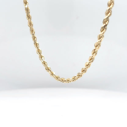 10KY 30" 3.0MM SOLID DIAMOND CUT ROPE CHAIN 17.9G