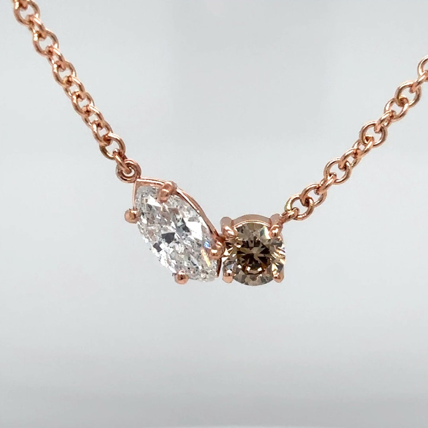 14KR 16" 1.43CTW CHOCOLATE-WHITE DIAMOND NECKLACE