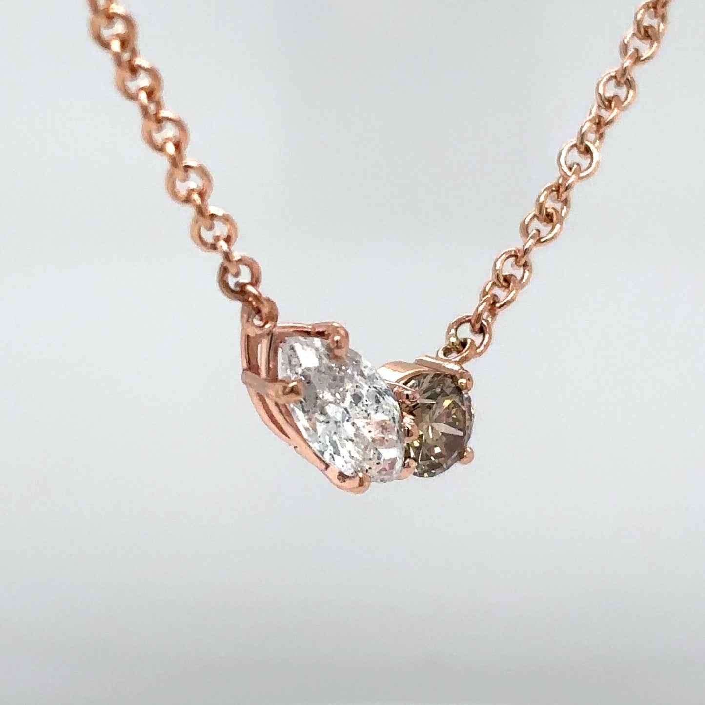 14KR 16" 1.43CTW CHOCOLATE-WHITE DIAMOND NECKLACE