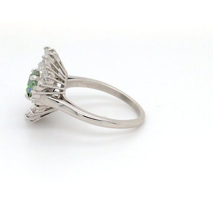PLAT 4.91CTW BRILLIANT-BAGUETTE GREEN DIAMOND RING