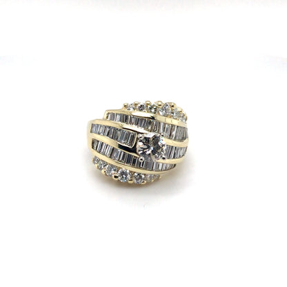 14KY 2.54CTW ROUND BRILLIANT-BAGUETTE DIAMOND RING