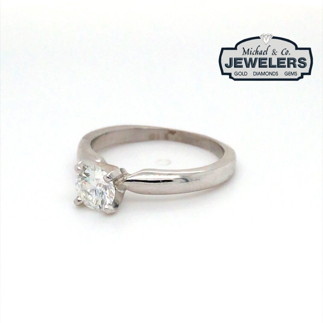 14KW 0.72CT ROUND BRILLANT DIAMOND SOLITAIRE ENGAGEMENT RING