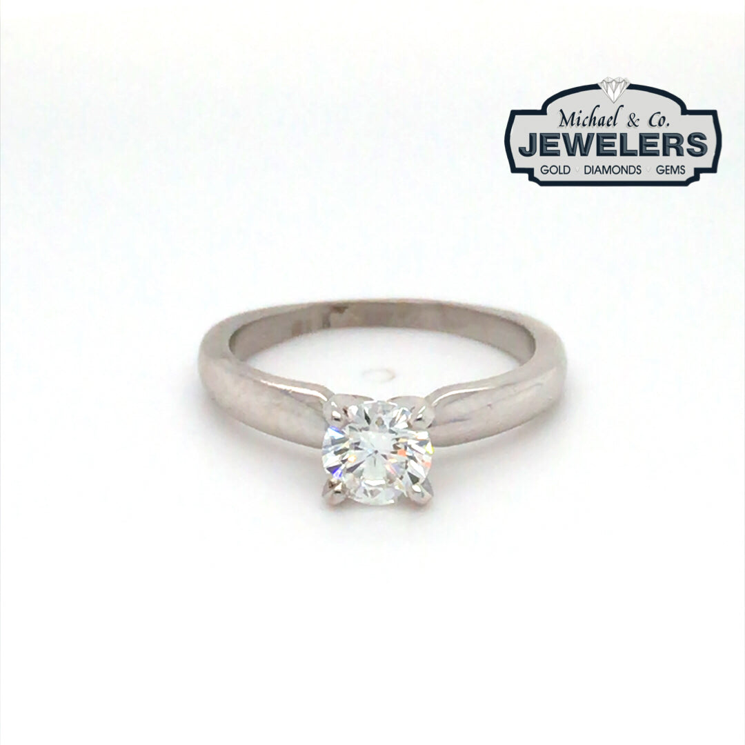 14KW 0.72CT ROUND BRILLANT DIAMOND SOLITAIRE ENGAGEMENT RING