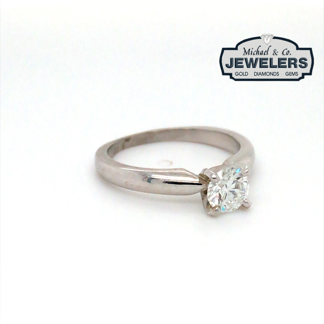 14KW 0.72CT ROUND BRILLANT DIAMOND SOLITAIRE ENGAGEMENT RING