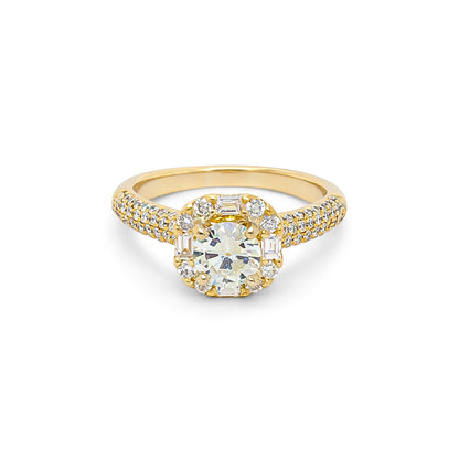 14KY 1.27CTW ROUND/BAGUETTE DIAMOND ENGAGEMENT RING