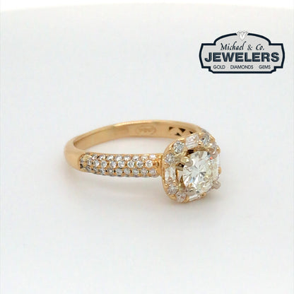 14KY 1.27CTW ROUND/BAGUETTE DIAMOND ENGAGEMENT RING