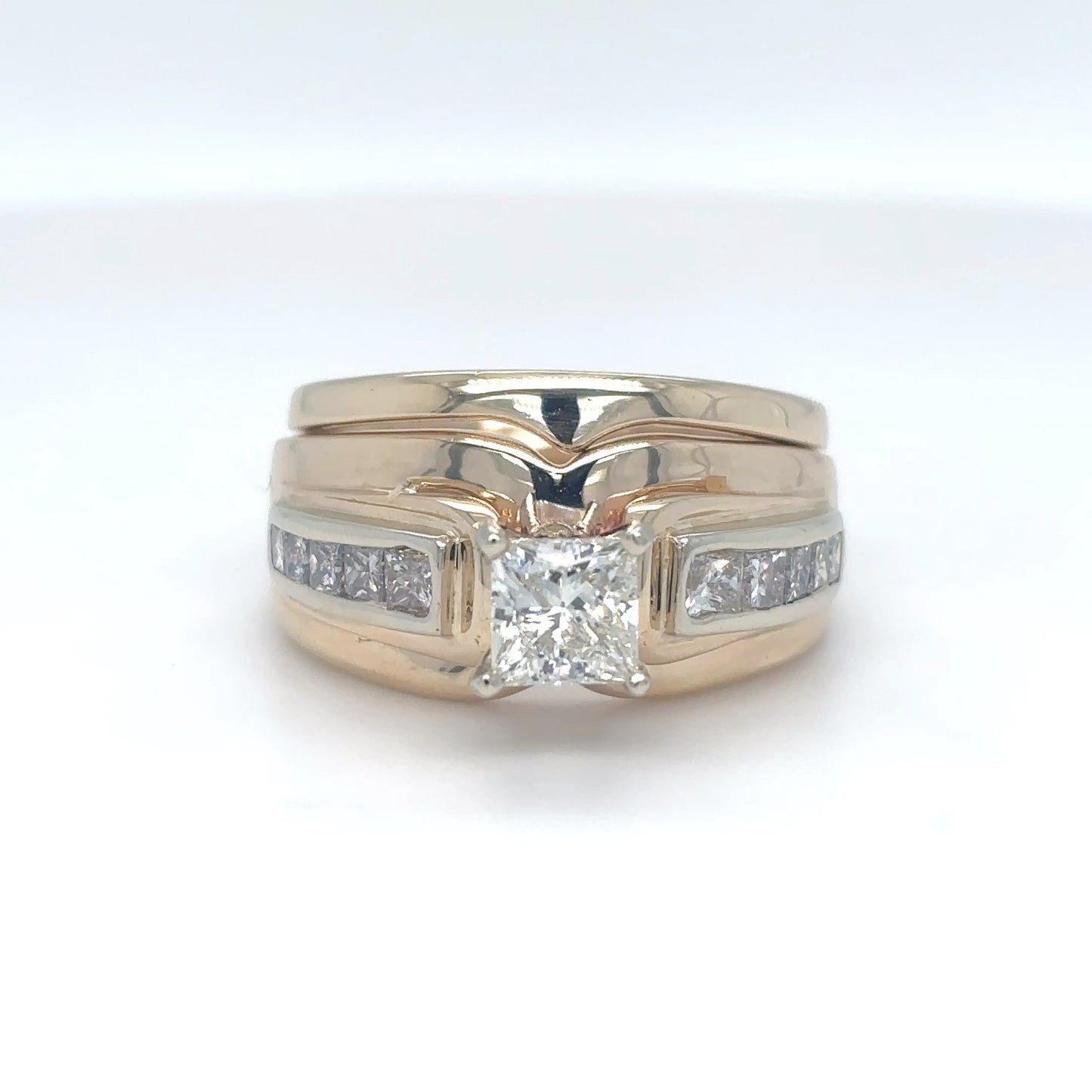 14KY 1.20CTW PRINCESS CUT DIAMOND BRIDAL SET