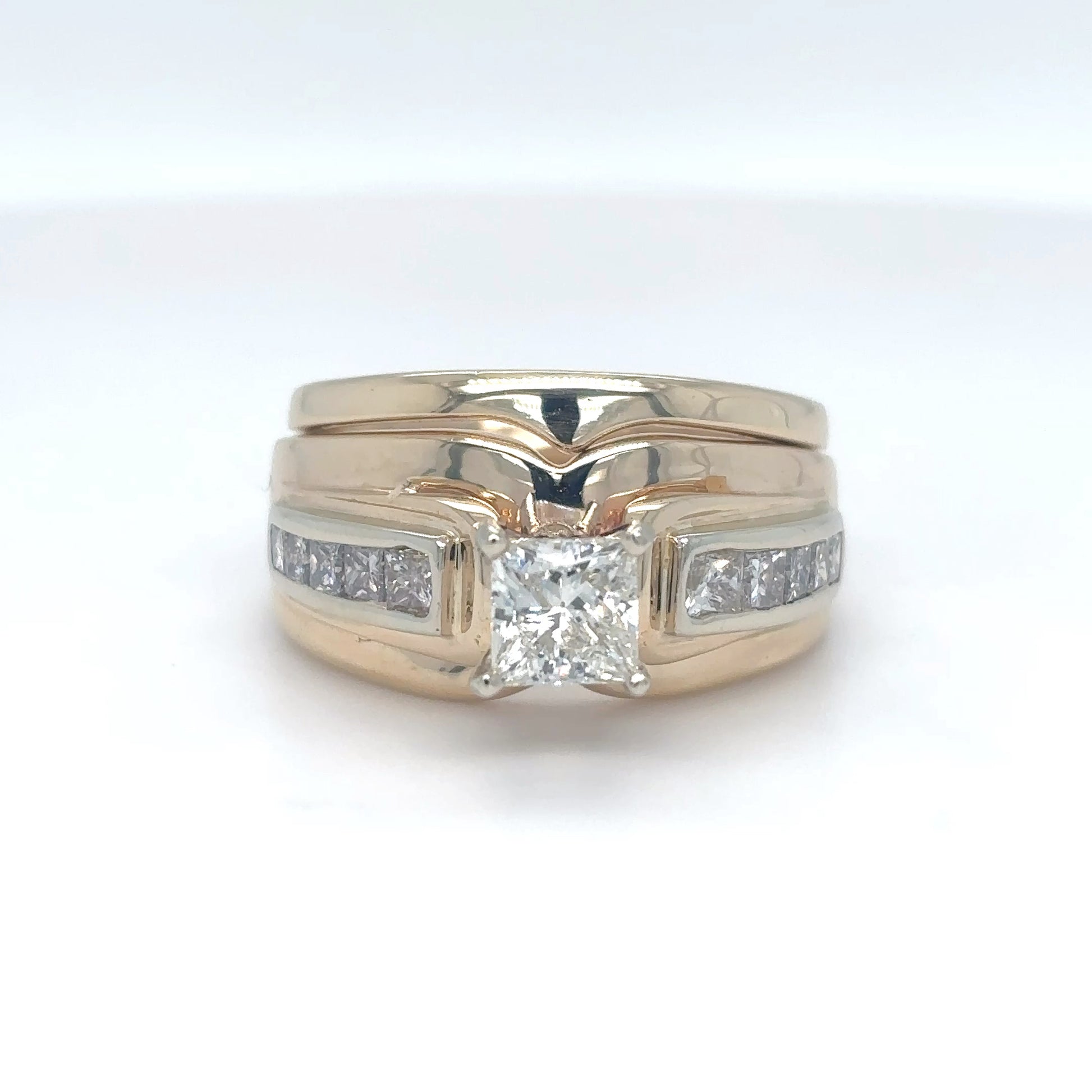 14KY 1.20CTW PRINCESS CUT DIAMOND BRIDAL SET