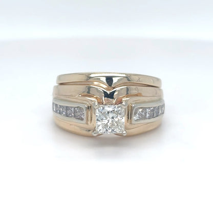 14KY 1.20CTW PRINCESS CUT DIAMOND BRIDAL SET