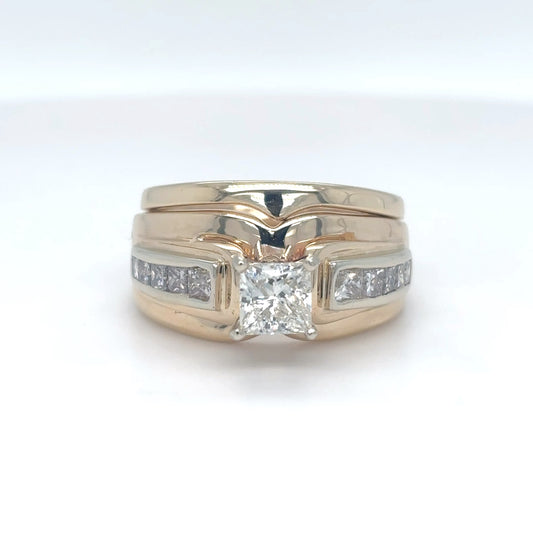 14KY 1.20CTW PRINCESS CUT DIAMOND BRIDAL SET