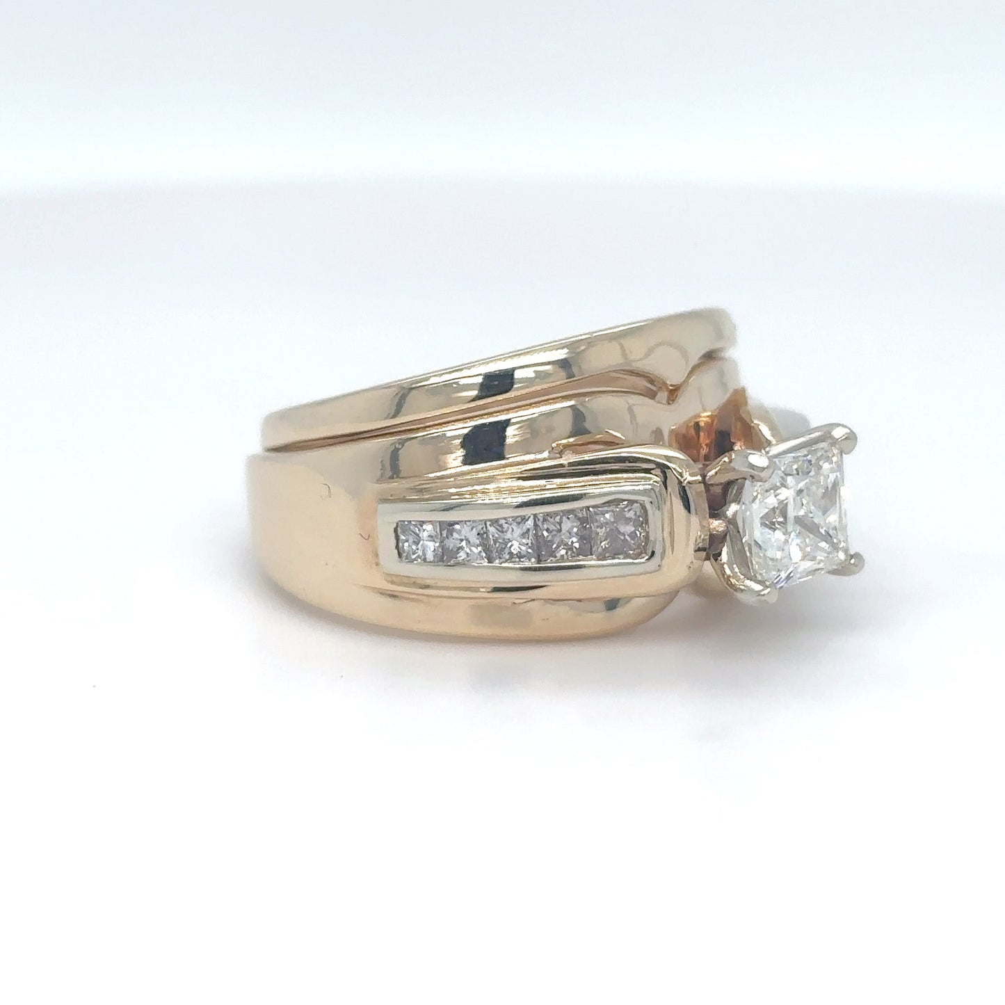 14KY 1.20CTW PRINCESS CUT DIAMOND BRIDAL SET