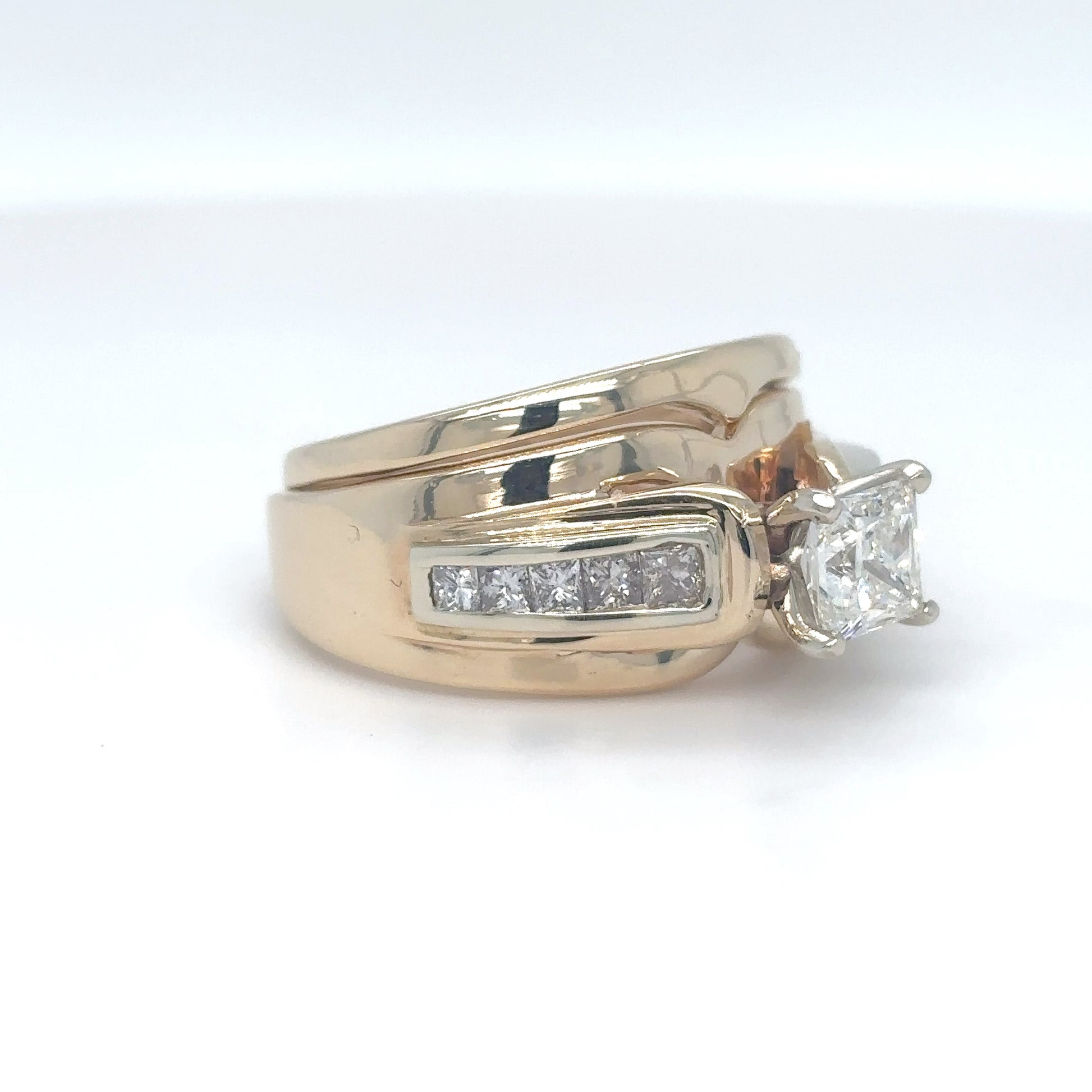 14KY 1.20CTW PRINCESS CUT DIAMOND BRIDAL SET