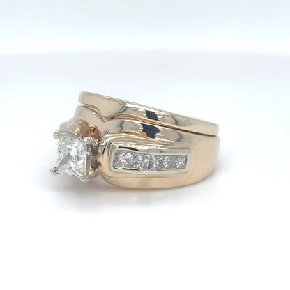 14KY 1.20CTW PRINCESS CUT DIAMOND BRIDAL SET