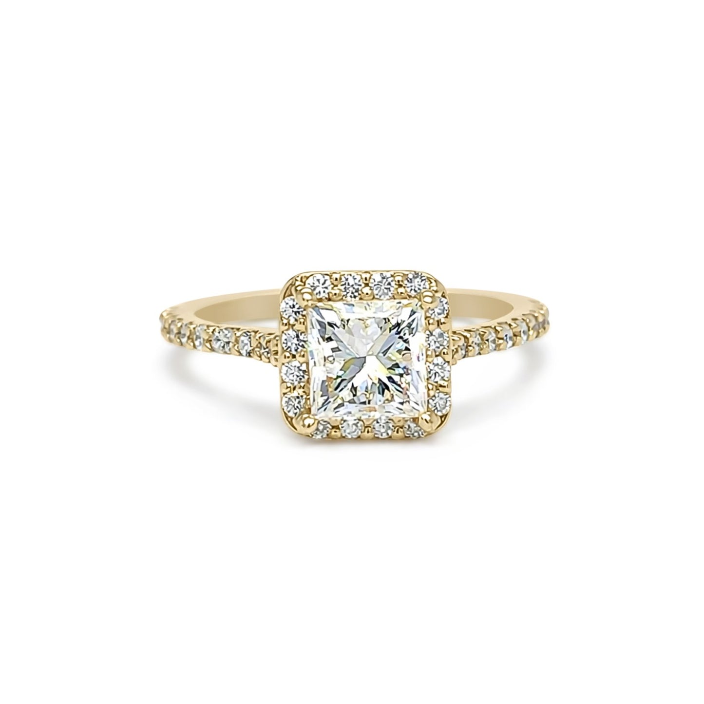 14KY 1.51CTW PRINCESS CUT DIAMOND HALO RING