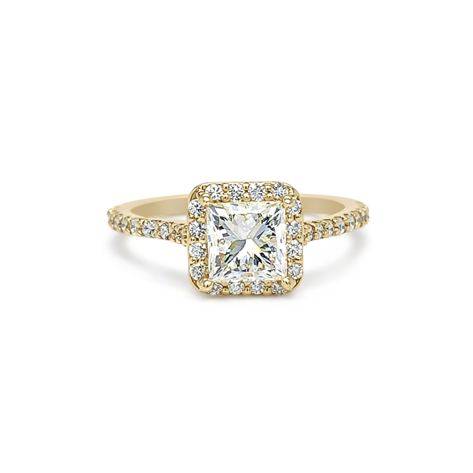 14KY 1.51CTW PRINCESS CUT DIAMOND HALO RING