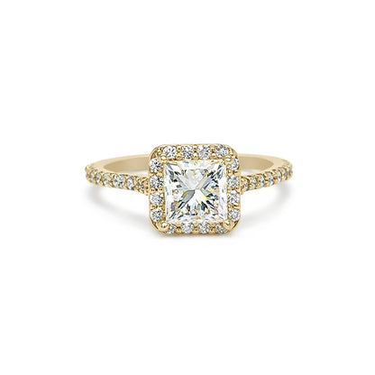 14KY 1.51CTW PRINCESS CUT DIAMOND HALO RING