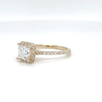 14KY 1.51CTW PRINCESS CUT DIAMOND HALO RING