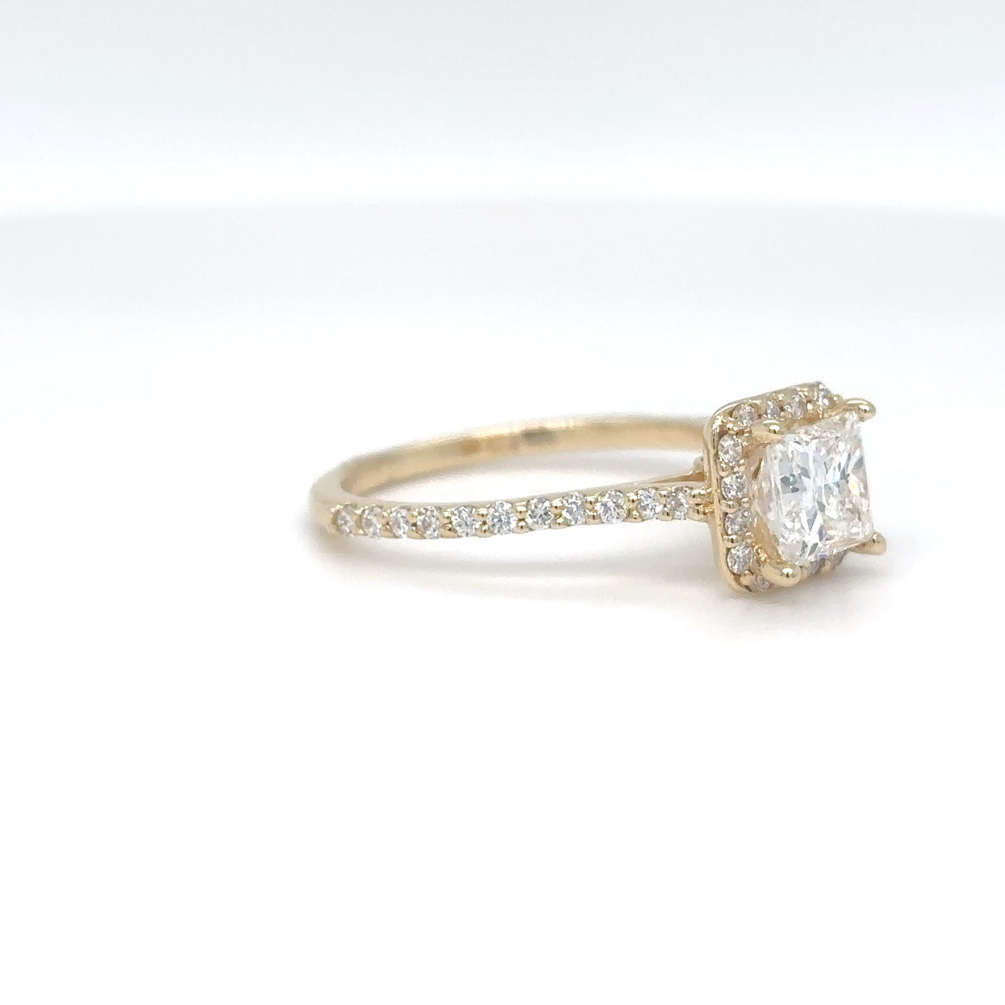14KY 1.51CTW PRINCESS CUT DIAMOND HALO RING
