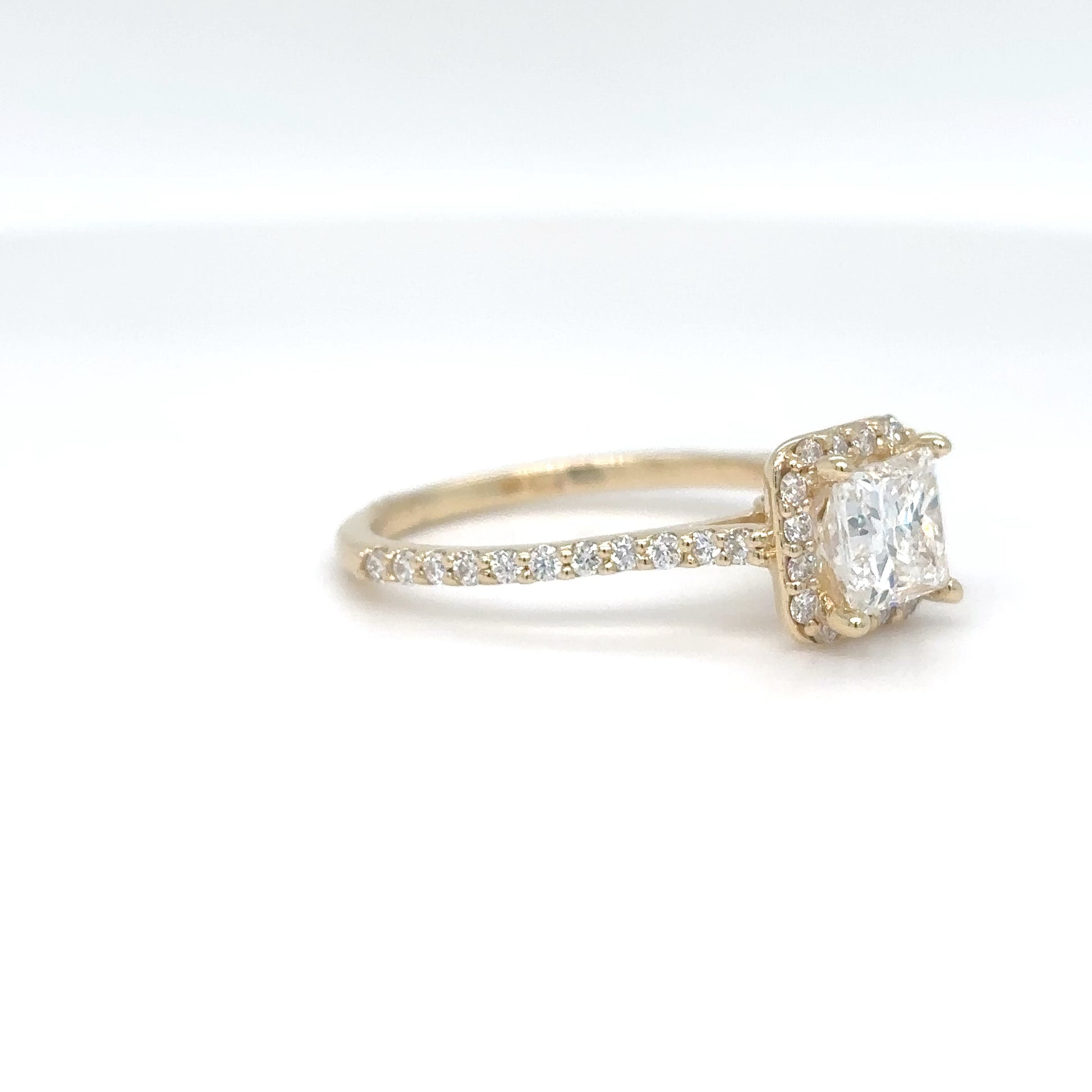14KY 1.51CTW PRINCESS CUT DIAMOND HALO RING