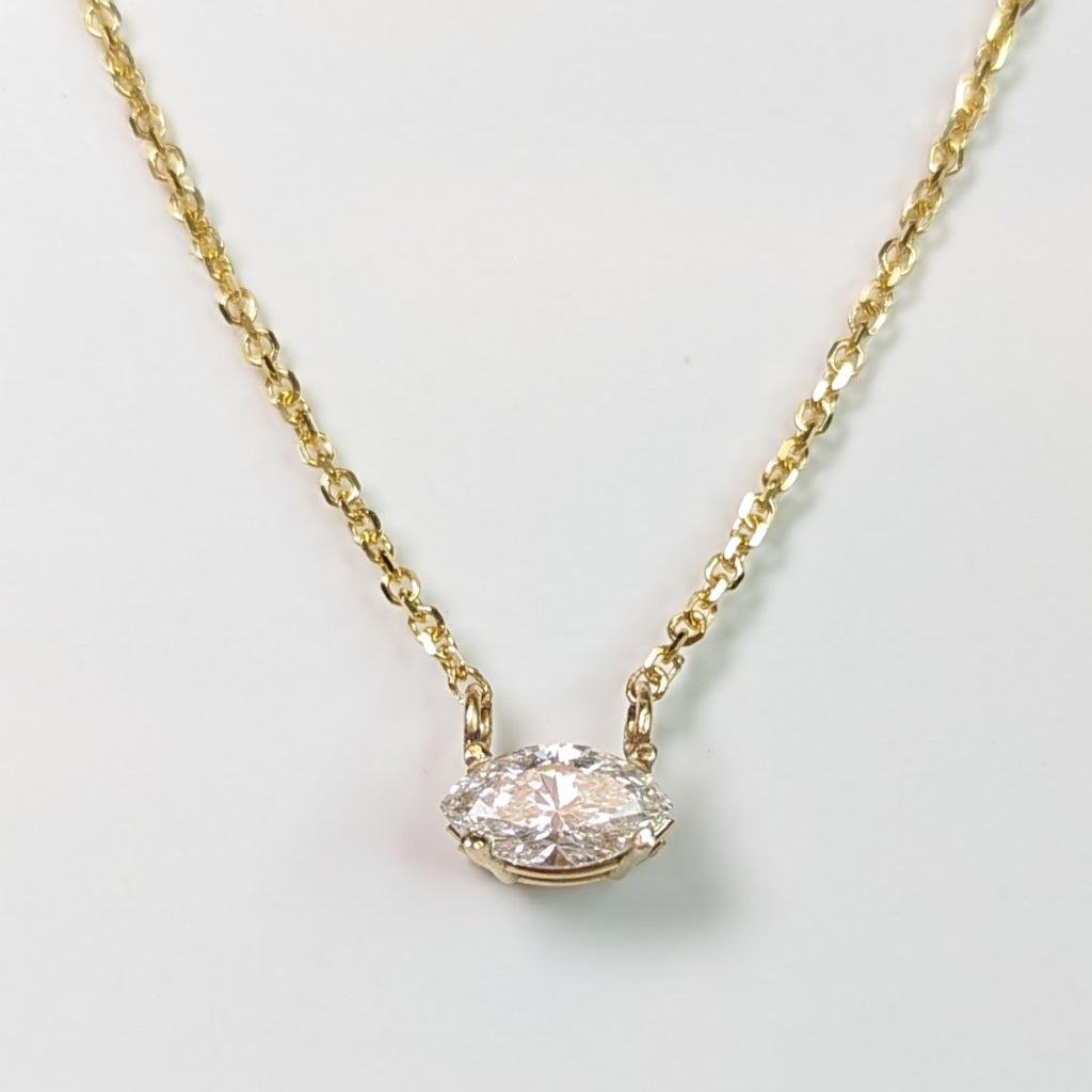 14KY 18" 0.70CT MARQUISE DIAMOND SOLITAIRE NECKLACE