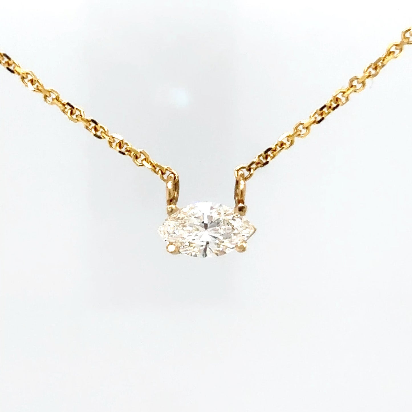 14KY 18" 0.70CT MARQUISE DIAMOND SOLITAIRE NECKLACE