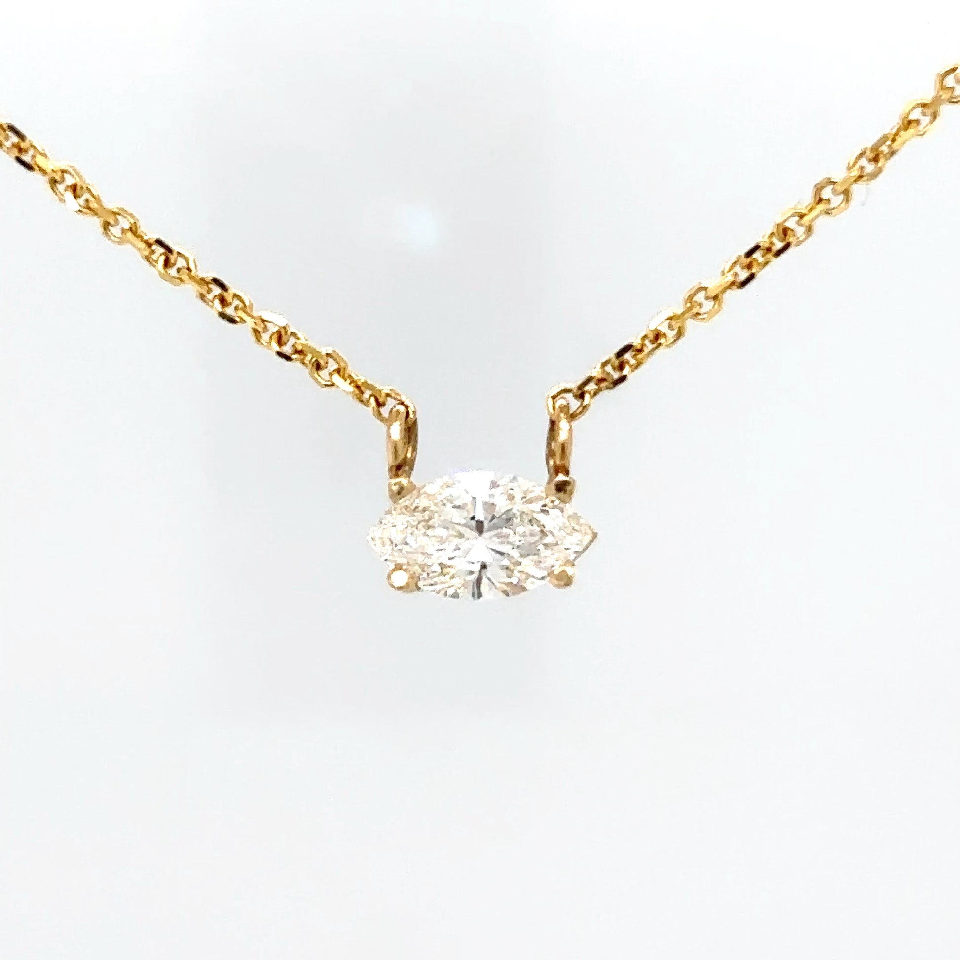 14KY 18" 0.70CT MARQUISE DIAMOND SOLITAIRE NECKLACE