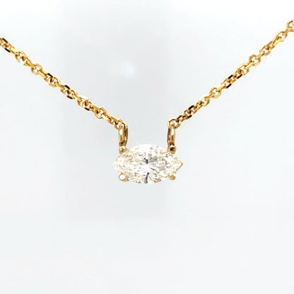 14KY 18" 0.70CT MARQUISE DIAMOND SOLITAIRE NECKLACE